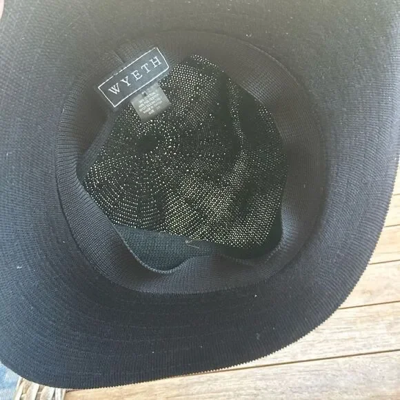 Anthropologie Wyeth Western Trimmed Boater Black Hat O/S - Picture 6 of 6